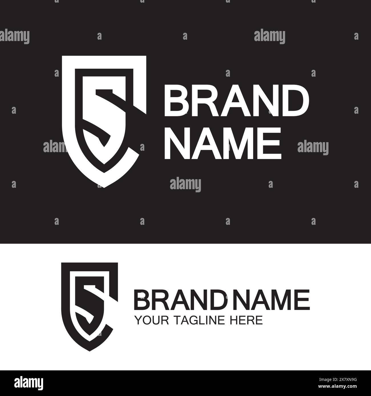 Logo CS o logo SC. Logo Creative Letter CS o SC monogram forma a scudo. Illustrazione Vettoriale