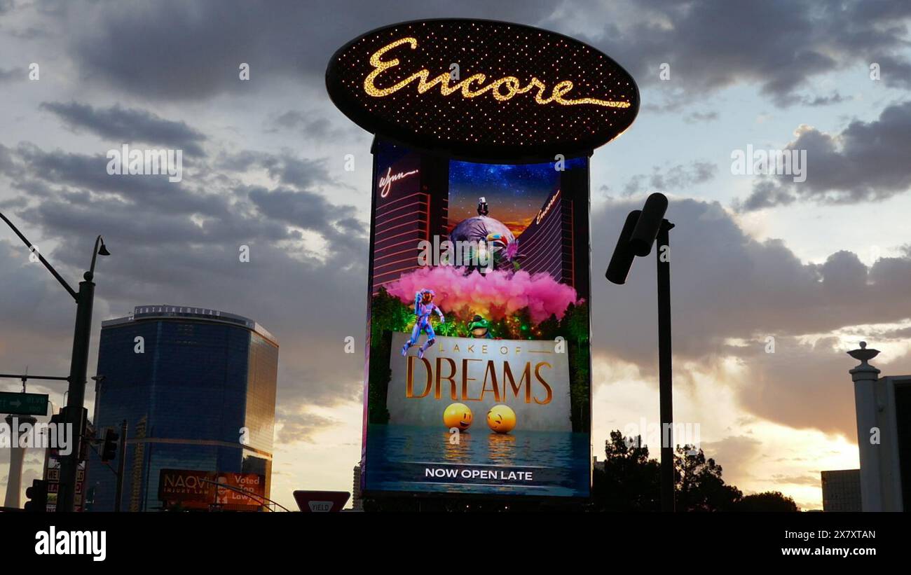 Las Vegas, Nevada, USA 14 maggio 2024 Dreams Encore Theater Marquee su Las Vegas Blvd, Las Vegas Strip il 14 maggio 2024 a Las Vegas, Nevada, USA. Foto di Barry King/Alamy Stock Photo Foto Stock