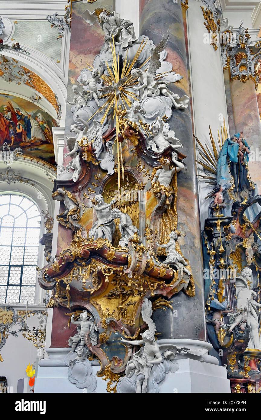 Basilica di Sant'Alessandro e San Teodoro, Monastero di Ottobeuren, Allgäu, Svevia, Baviera, Germania, Europa Foto Stock