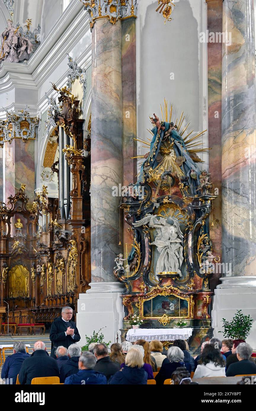 Basilica di Sant'Alessandro e San Teodoro, Monastero di Ottobeuren, Allgäu, Svevia, Baviera, Germania, Europa Foto Stock
