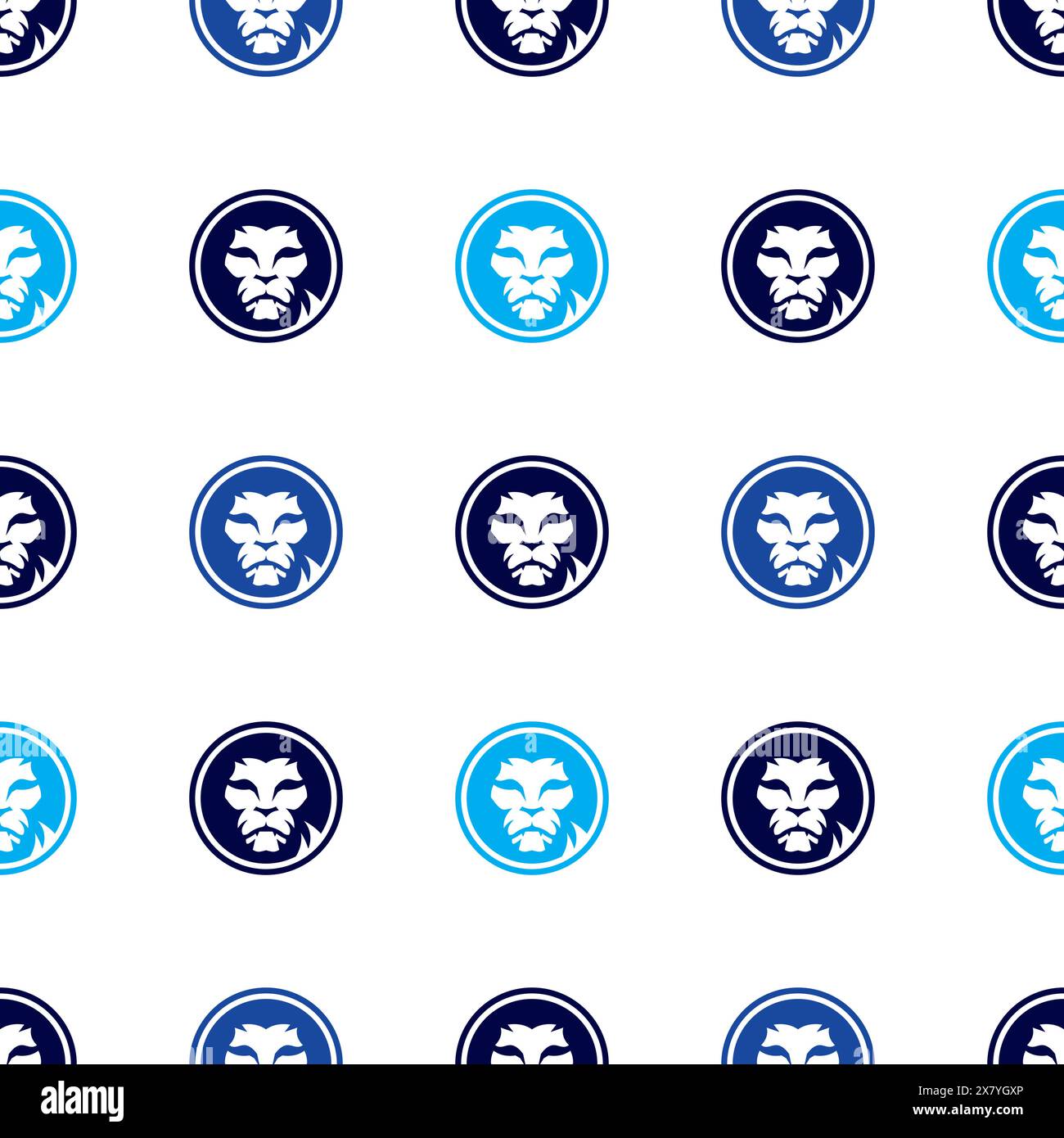 Ripetizione senza cuciture faccia leone. sfondo leone Illustrazione Vettoriale