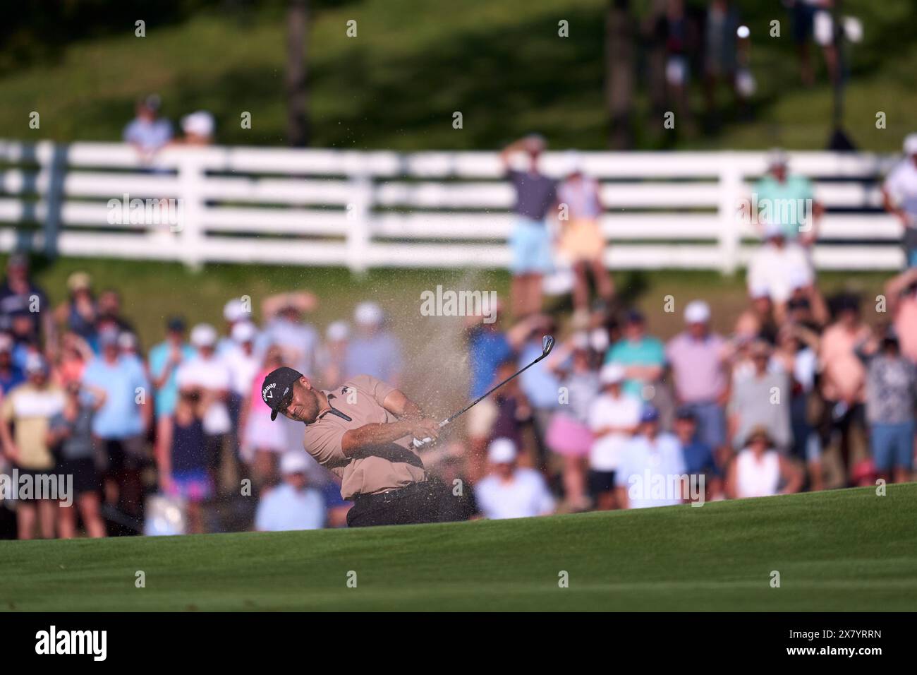 Xander Schauffele degli Stati Uniti in azione durante la quarta giornata del campionato PGA 2024 al Valhalla Golf Club il 18 maggio 2024 a Louisville, Kentucky Foto Stock