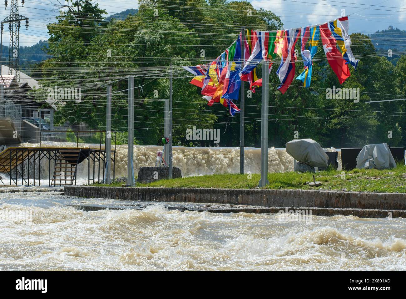 Big Water ai Campionati europei di slalom d'acqua di Tacen, Slovenia, il 17 maggio 2024. La gara di venerdì è stata annullata e il programma è stato riorganizzato. (CTK Foto Stock