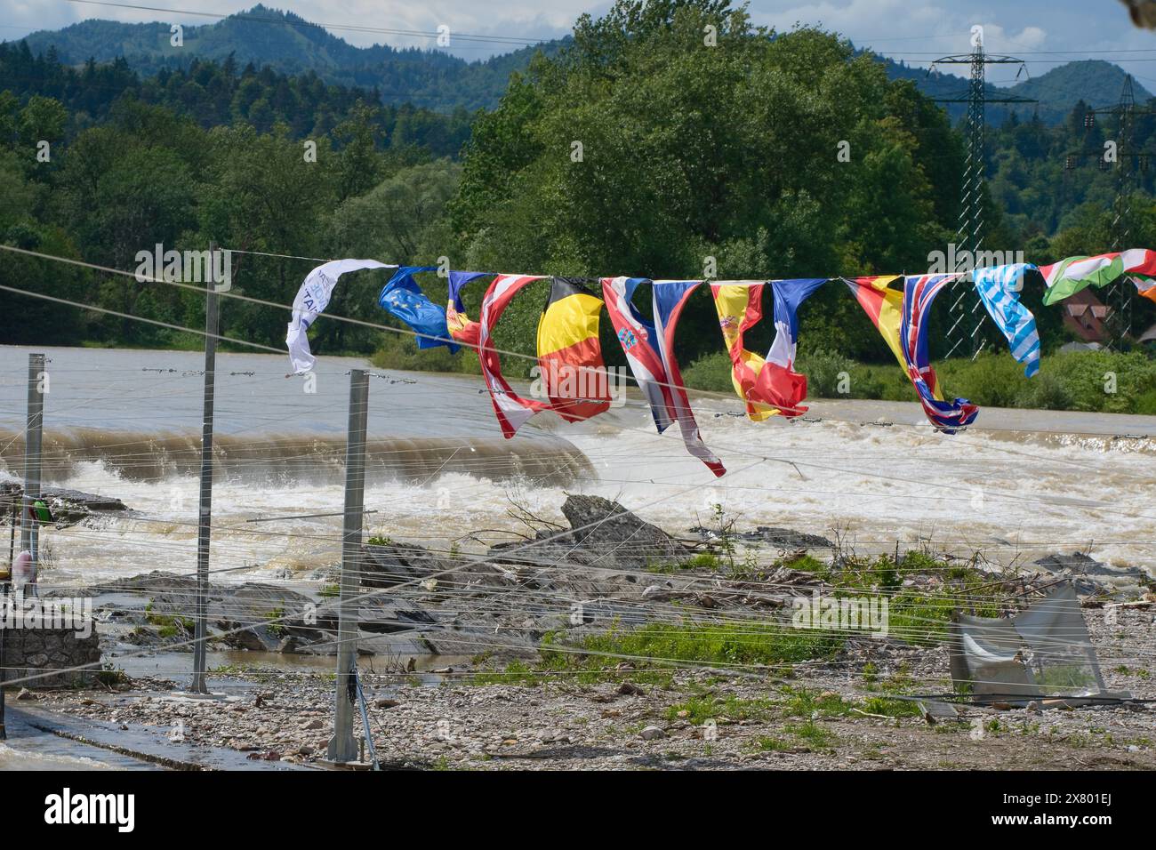 Big Water ai Campionati europei di slalom d'acqua di Tacen, Slovenia, il 17 maggio 2024. La gara di venerdì è stata annullata e il programma è stato riorganizzato. (CTK Foto Stock