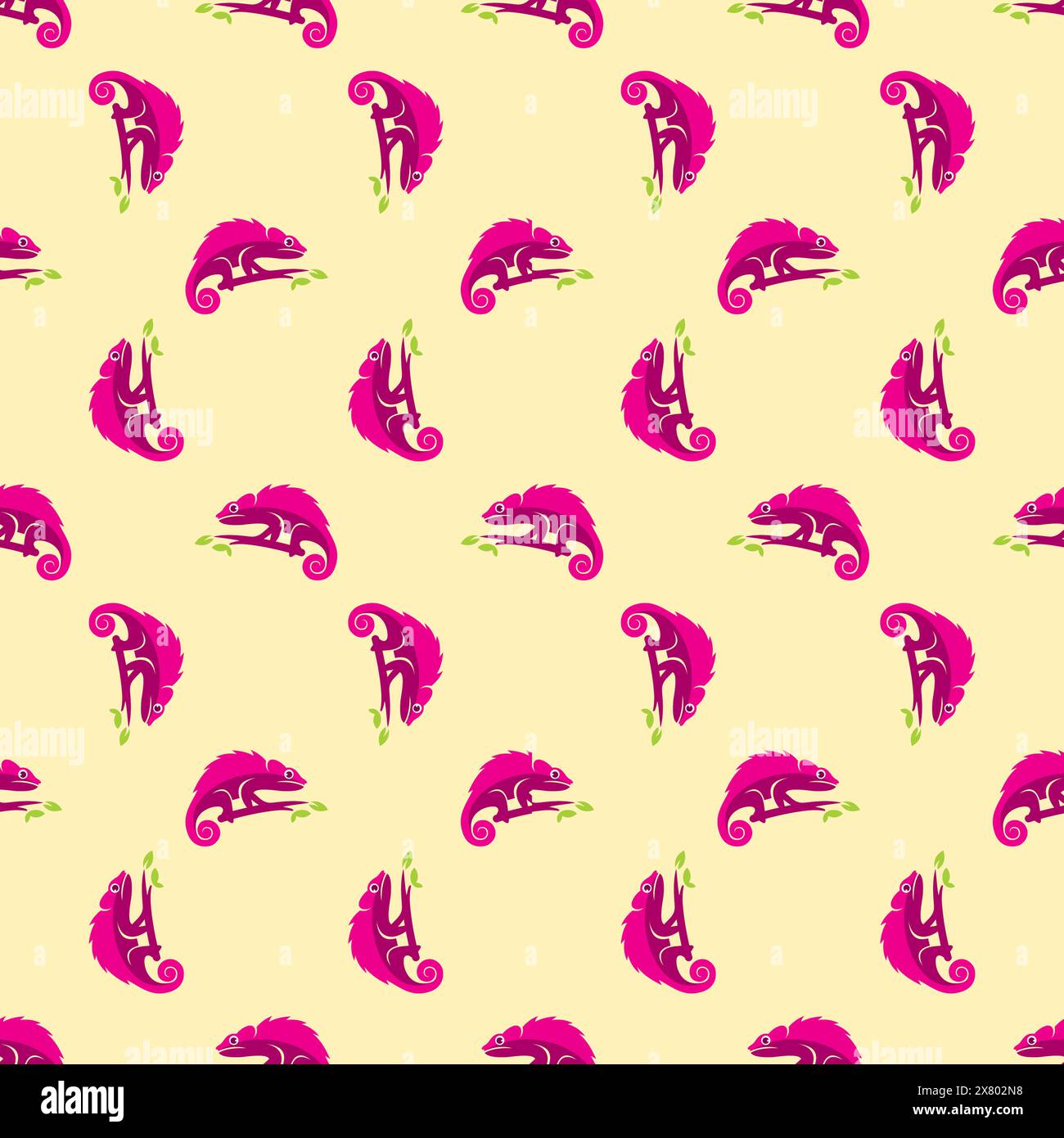 illustrazione di motivo camaleonte, carta da parati camaleonte per tessuti, decorazioni per pareti, tappeti, ecc. Illustrazione Vettoriale