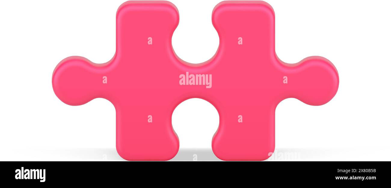 Icona 3d puzzle con parte rossa. Elemento logico per risolvere il problema creativo. Gioco per lo sviluppo di soluzioni intelligenti. Puzzle volumetrico dell'idea Illustrazione Vettoriale