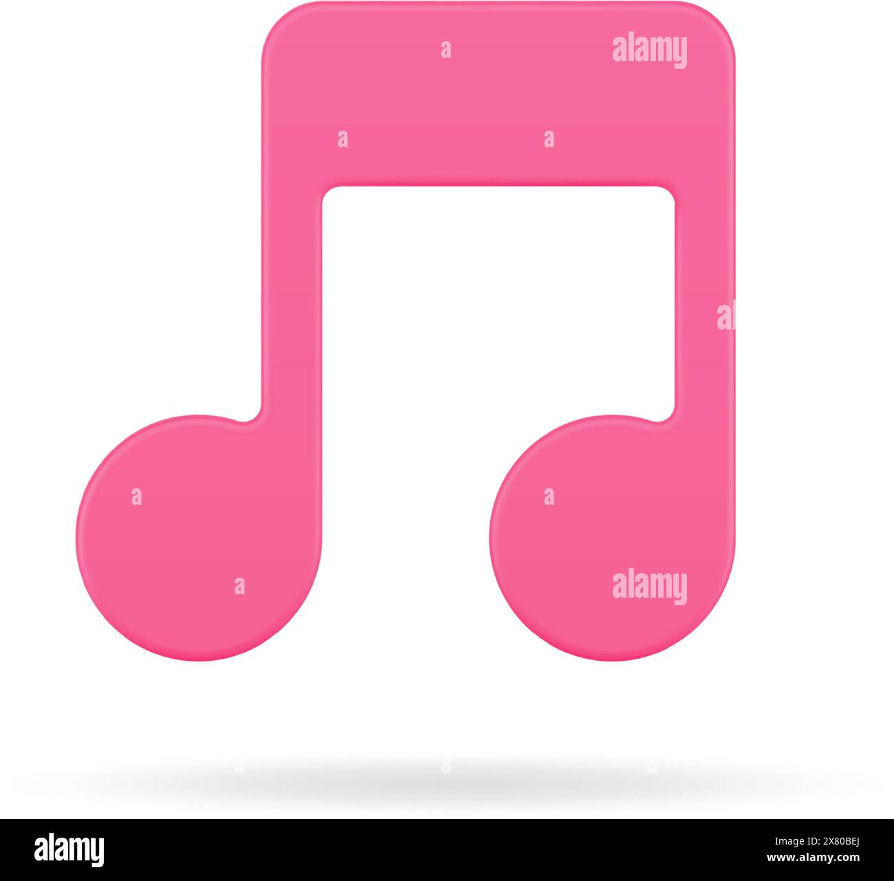 Icona 3d nota musicale rossa. Tono volumetrico simbolo della creatività. Composizioni audio e sonate. Decorazione di festival musicali e concerti. Creazione di S Illustrazione Vettoriale