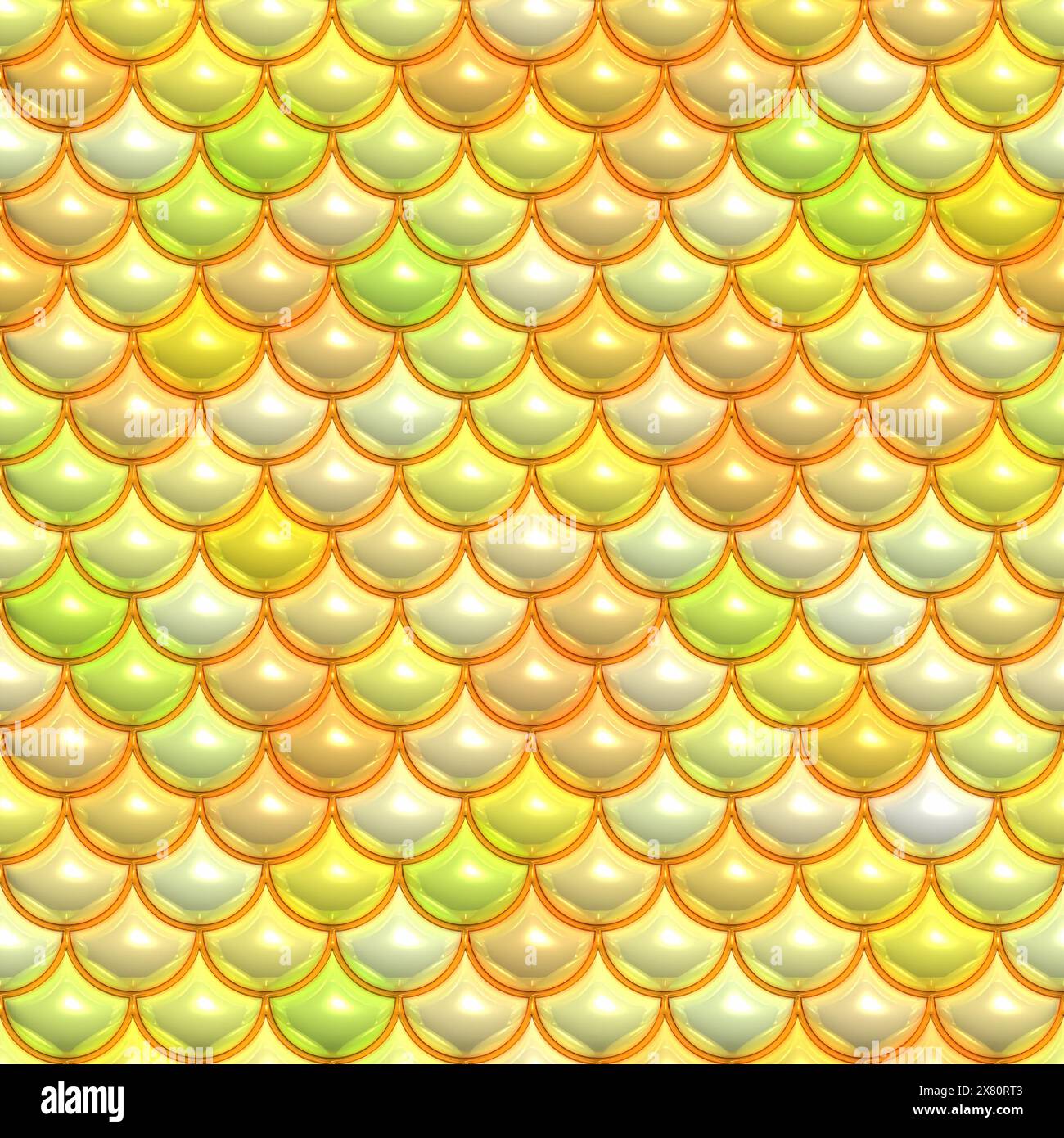 Bilance a sirena a bolle gonfiate in 3D. Motivo piastrellabile senza cuciture. Foto Stock