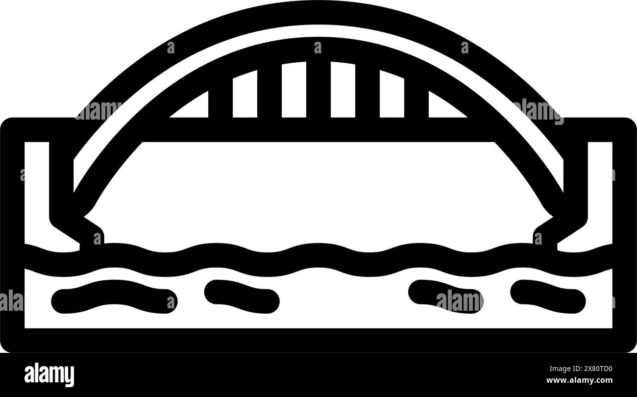 illustrazione vettoriale dell'icona della linea del ponte ad arco Illustrazione Vettoriale