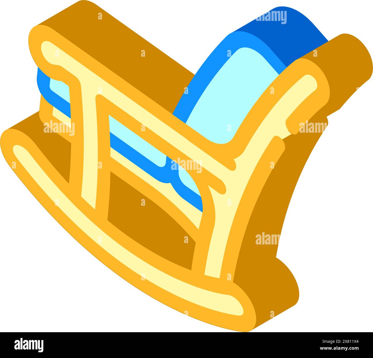 illustrazione vettoriale icona isometrica per mobili da esterno con sedia a dondolo Illustrazione Vettoriale