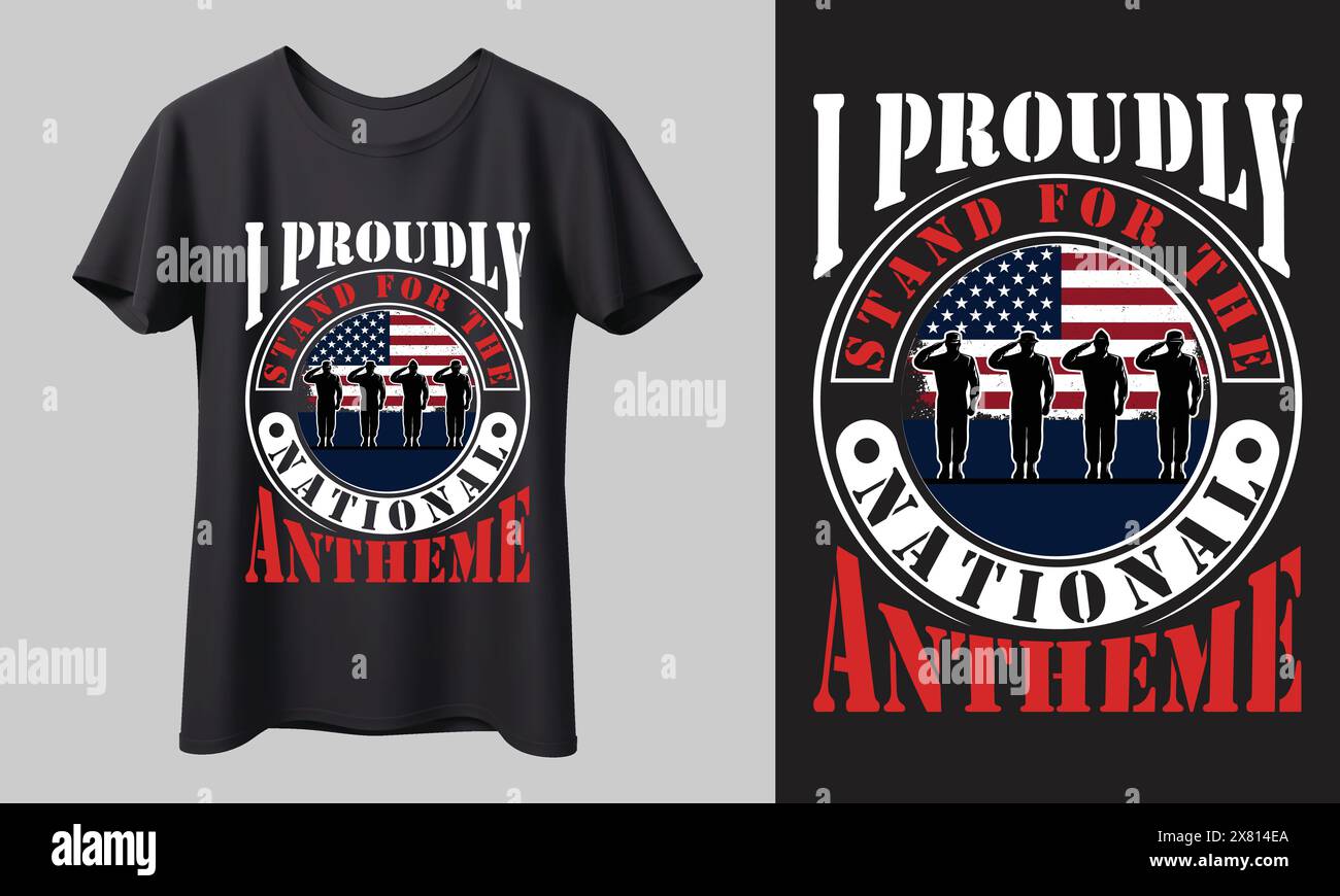 Sono orgoglioso di sostenere il design della T-shirt National Anthem Modern del 4 luglio Illustrazione Vettoriale