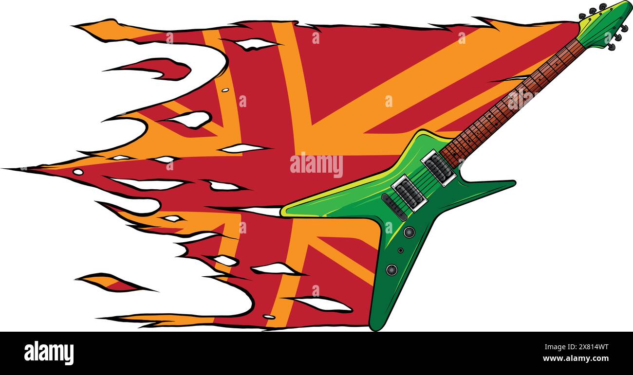 Disegna un disegno di illustrazione vettoriale per chitarra elettrica colorata Illustrazione Vettoriale