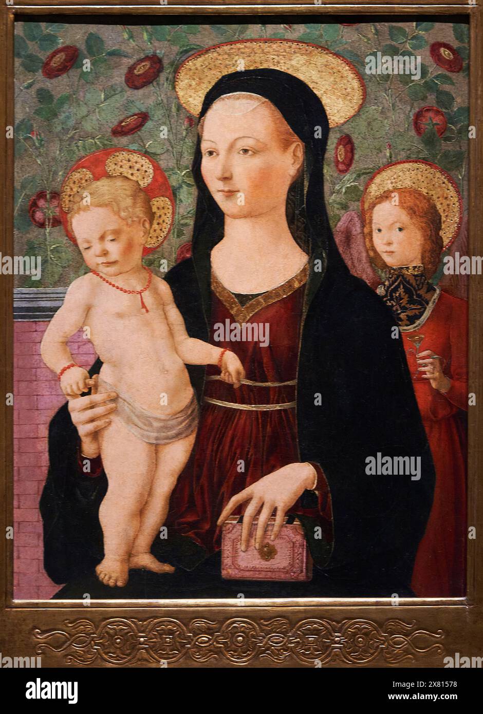 Francesco del Cossa [?], (Ferrara, c. 1435 - Bolonya, 1478), Vergine col bambino con un Angelo, 1460, Museo Nazionale d'Arte Catalana, Museu Nacional d'AR Foto Stock