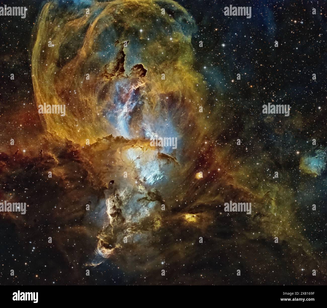 Statua della Nebulosa della libertà. Elaborato utilizzando i dati di Telescope Live Foto Stock