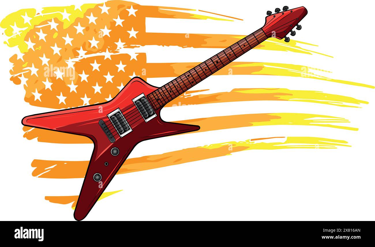 Disegna un disegno di illustrazione vettoriale per chitarra elettrica colorata Illustrazione Vettoriale