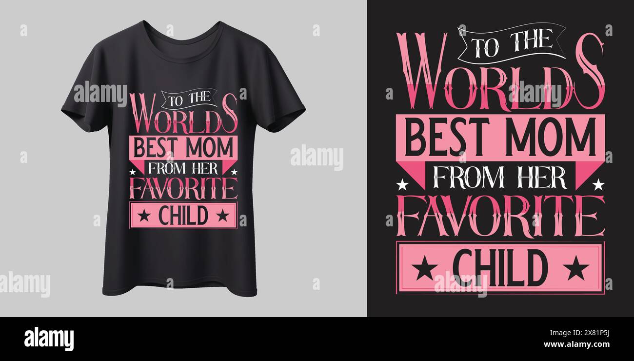 Il design della T-shirt MOM moderna per la festa della mamma al mondo Illustrazione Vettoriale