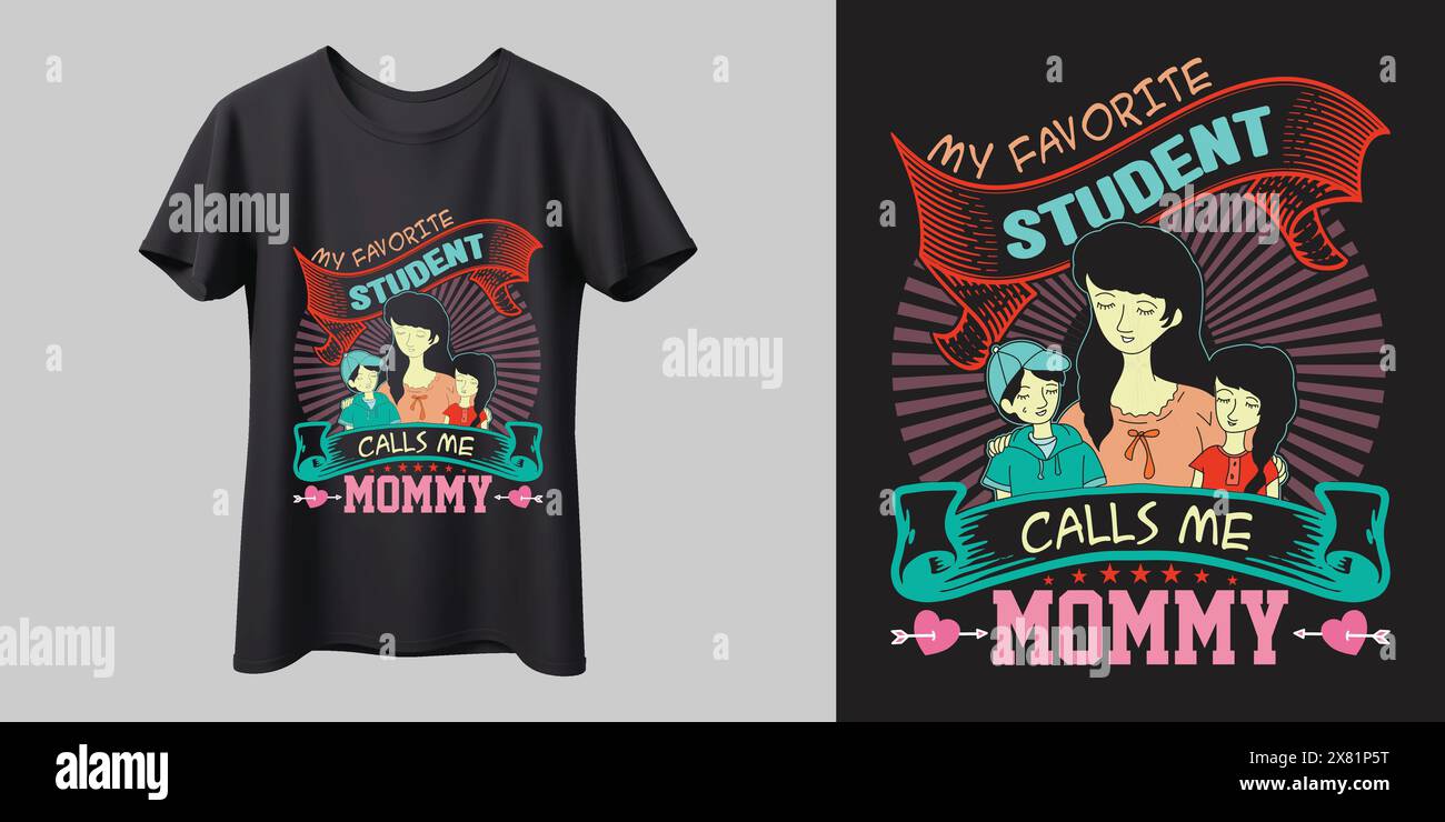 Gli studenti mi chiamano mamma moderna, modello T-shirt per la festa della mamma Illustrazione Vettoriale