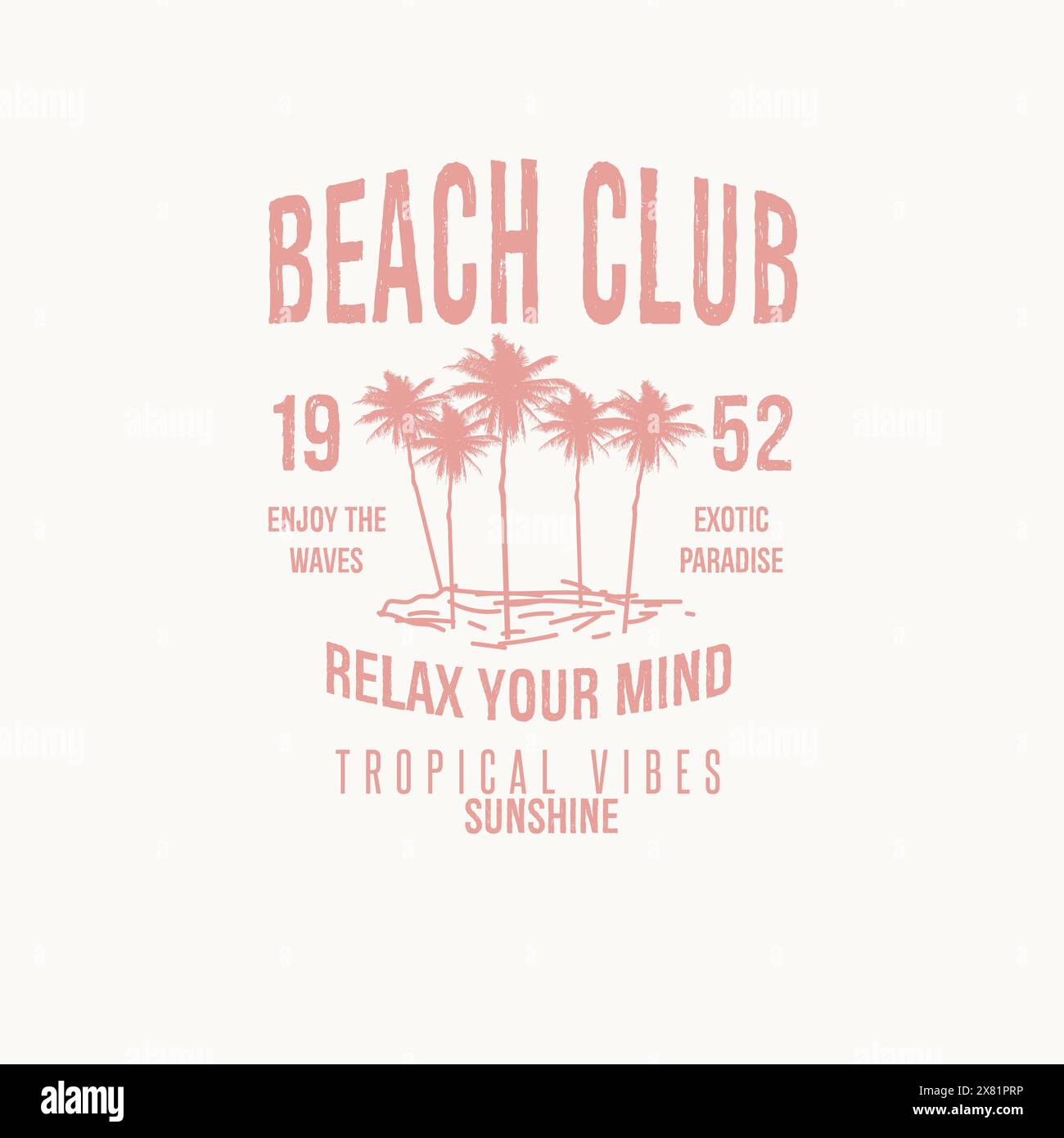Beach Club rilassate la vostra mente tipografia estiva tee grafico palma Illustrazione Vettoriale