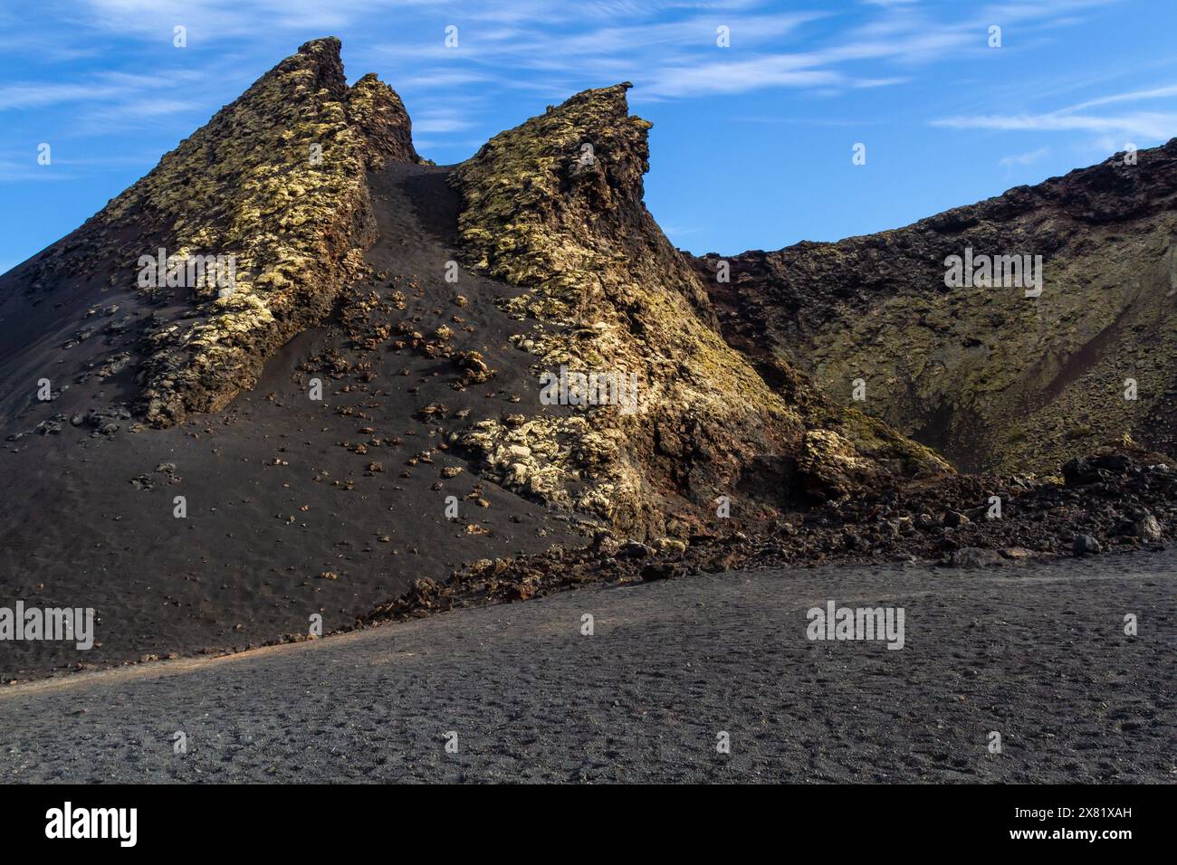 Vulcano Cuervo (Caldera de los Cuervos). Lanzarote, Isole Canarie, Spagna, Europa Foto Stock