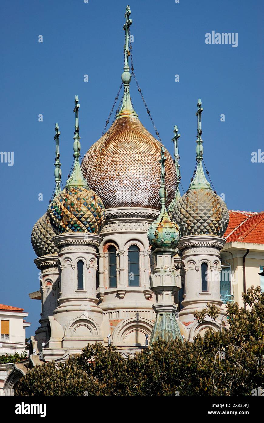 Cupole a bulbo a San Remo, provincia di Imperia, Liguria, Italia Foto Stock