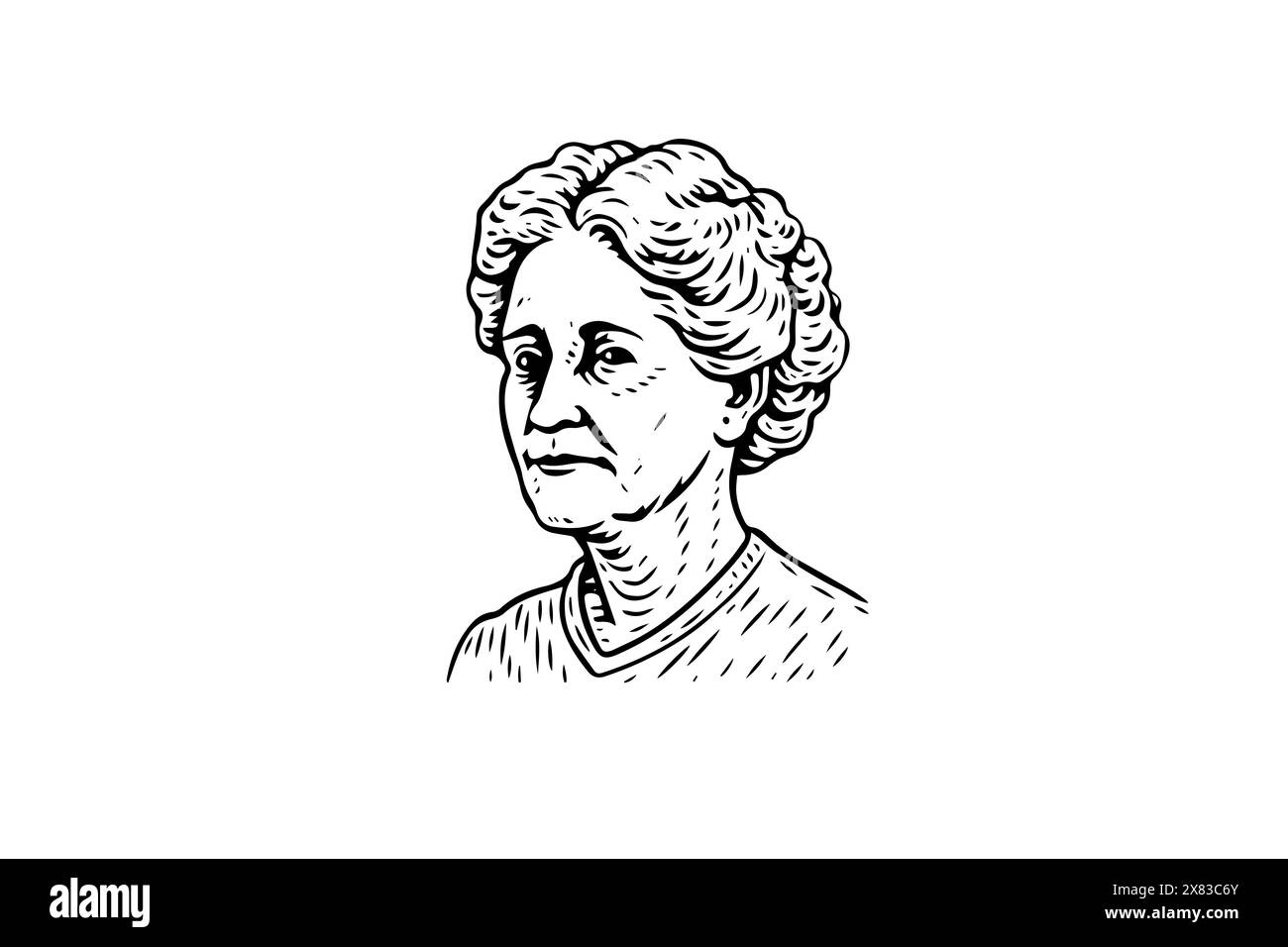 Ritratto della nonna d'epoca: Illustrazione vettoriale disegnata a mano di una donna anziana Illustrazione Vettoriale