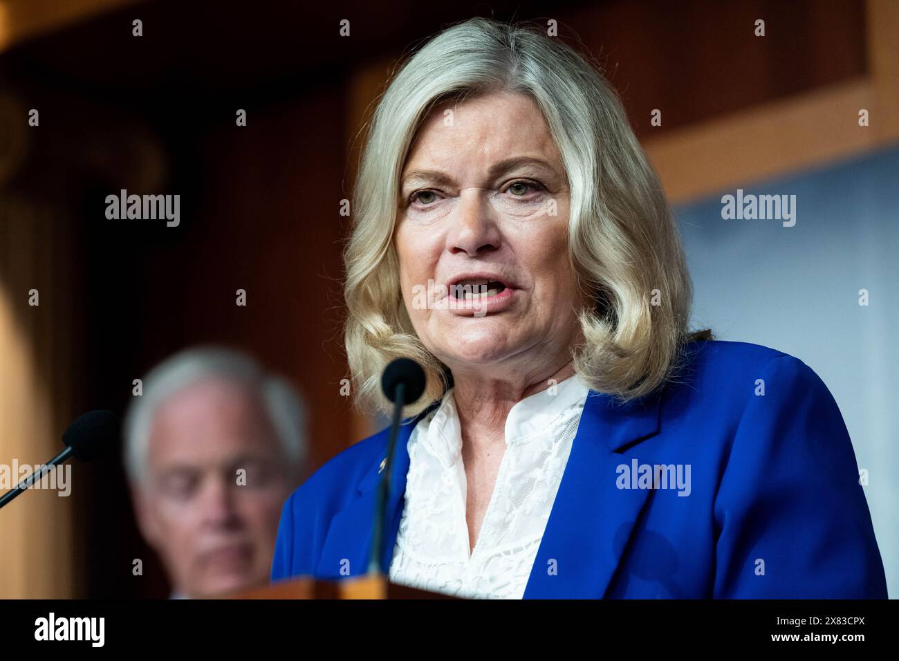 Washington, Stati Uniti. 22 maggio 2024. La senatrice Cynthia Lummis (R-WY) parla del confine meridionale in una conferenza stampa al Campidoglio degli Stati Uniti. (Foto di Michael Brochstein/Sipa USA) credito: SIPA USA/Alamy Live News Foto Stock