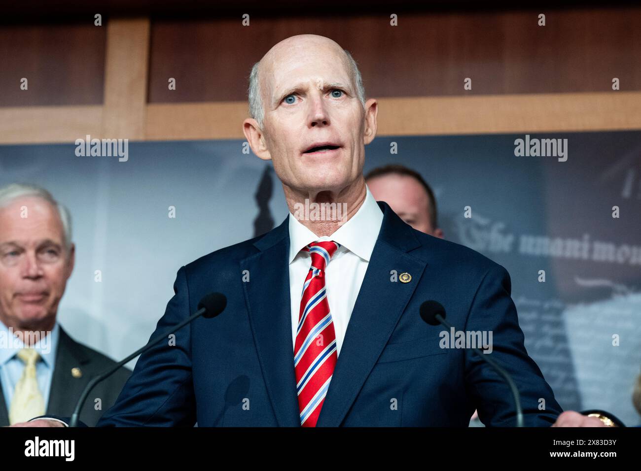 Washington, Stati Uniti. 22 maggio 2024. Il senatore degli Stati Uniti Rick Scott (R-FL) parla del confine meridionale in una conferenza stampa al Campidoglio degli Stati Uniti. (Foto di Michael Brochstein/Sipa USA) credito: SIPA USA/Alamy Live News Foto Stock