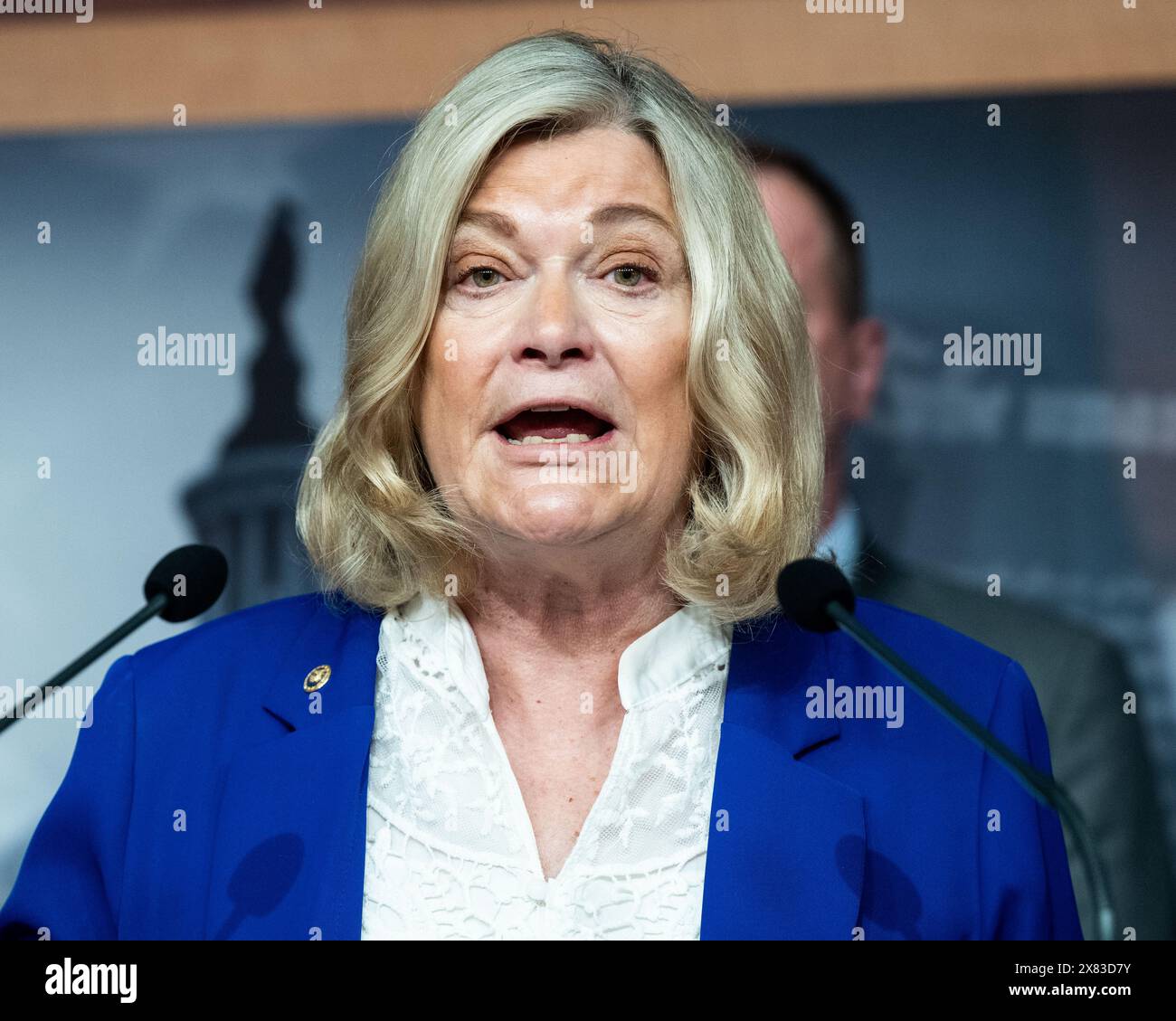 Washington, Stati Uniti. 22 maggio 2024. La senatrice Cynthia Lummis (R-WY) parla del confine meridionale in una conferenza stampa al Campidoglio degli Stati Uniti. (Foto di Michael Brochstein/Sipa USA) credito: SIPA USA/Alamy Live News Foto Stock