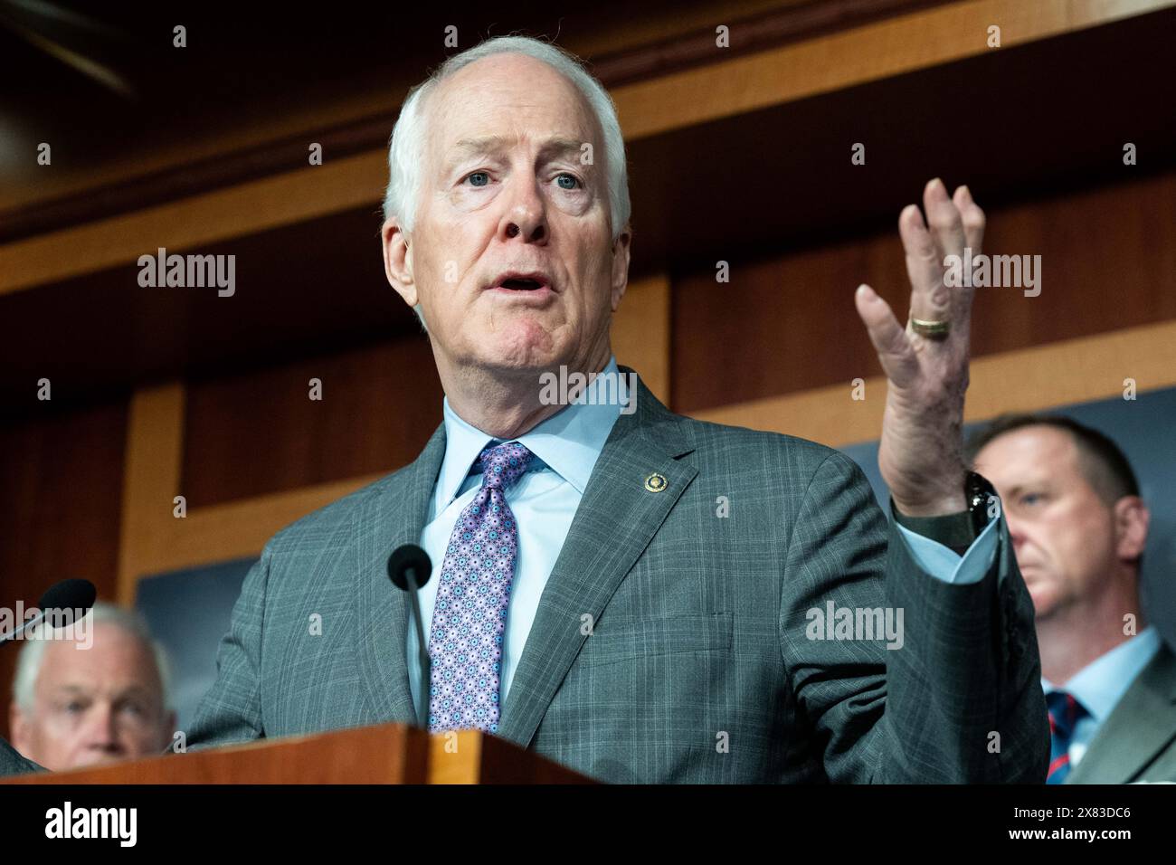 Washington, Stati Uniti. 22 maggio 2024. Il senatore degli Stati Uniti John Cornyn (R-TX) parla del confine meridionale in una conferenza stampa al Campidoglio degli Stati Uniti. (Foto di Michael Brochstein/Sipa USA) credito: SIPA USA/Alamy Live News Foto Stock