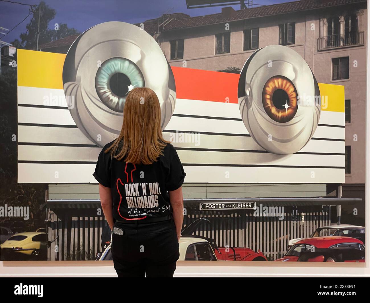 Cartelloni pubblicitari Rock N Roll della mostra fotografica Sunset Strip in mostra al vero Beach Museum of Art in Florida, USA Foto Stock