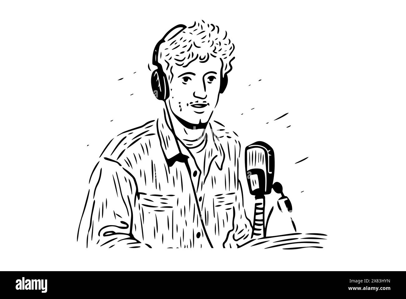 Vector, musicista d'epoca: Illustrazione astratta di un cantante con microfono. Illustrazione Vettoriale Vector, musicista d'epoca: Illustrazione astratta di un cantante con microfono. Illustrazione Vettoriale