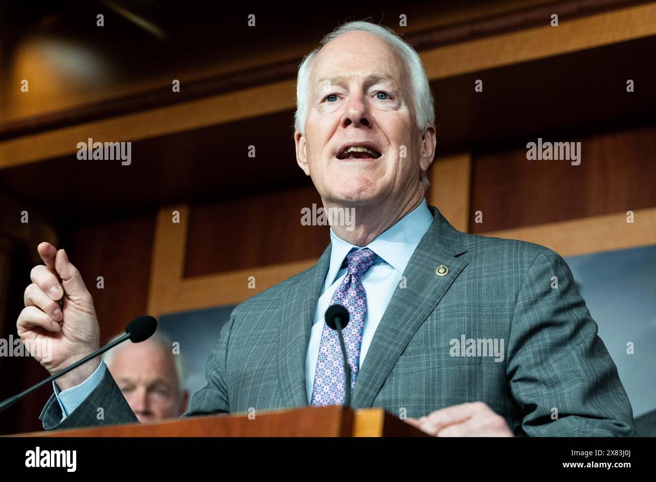 Washington, Stati Uniti. 22 maggio 2024. Il senatore degli Stati Uniti John Cornyn (R-TX) parla del confine meridionale in una conferenza stampa al Campidoglio degli Stati Uniti. Credito: SOPA Images Limited/Alamy Live News Foto Stock