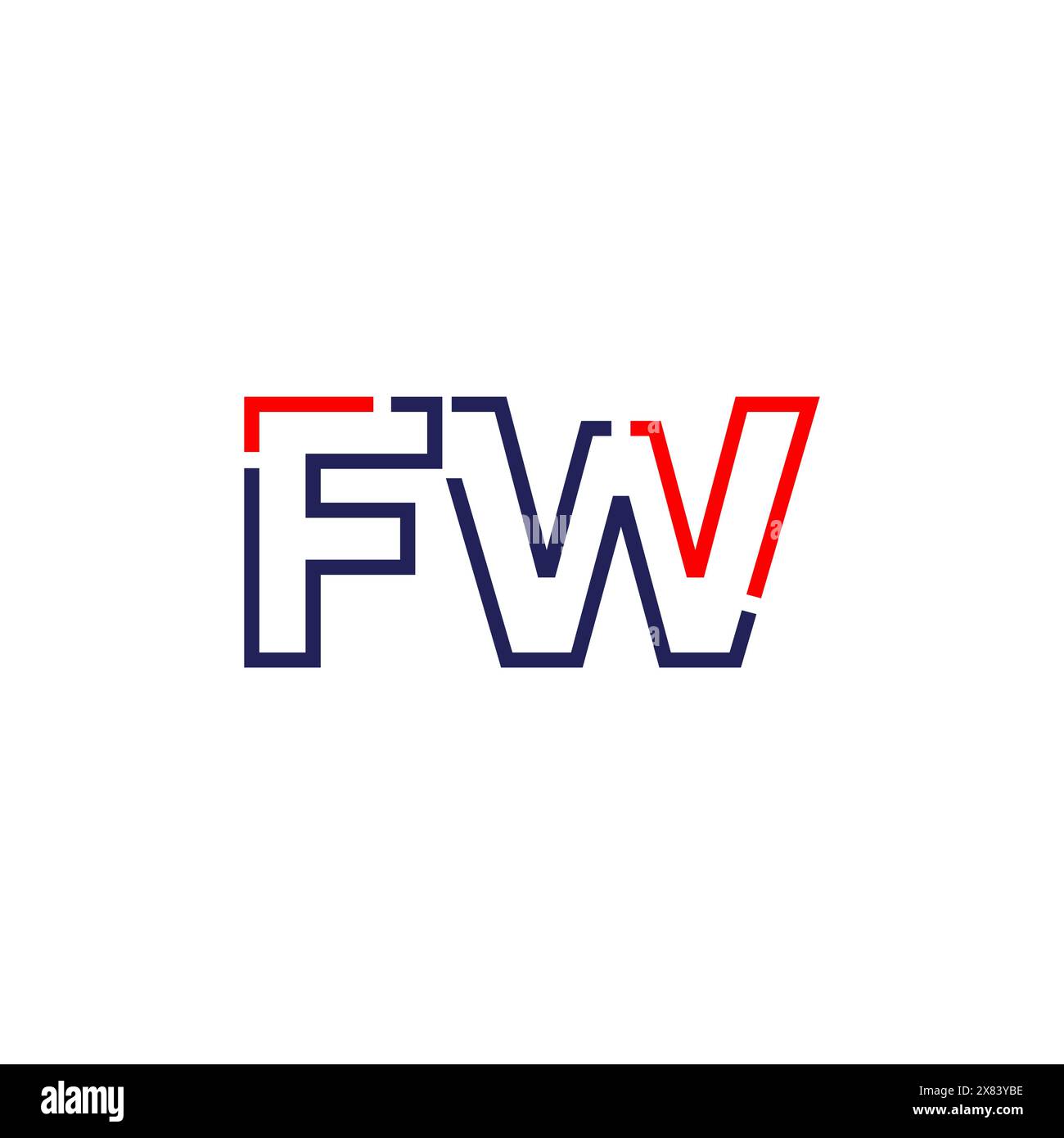 Design del concept del logo FW Tech Illustrazione Vettoriale