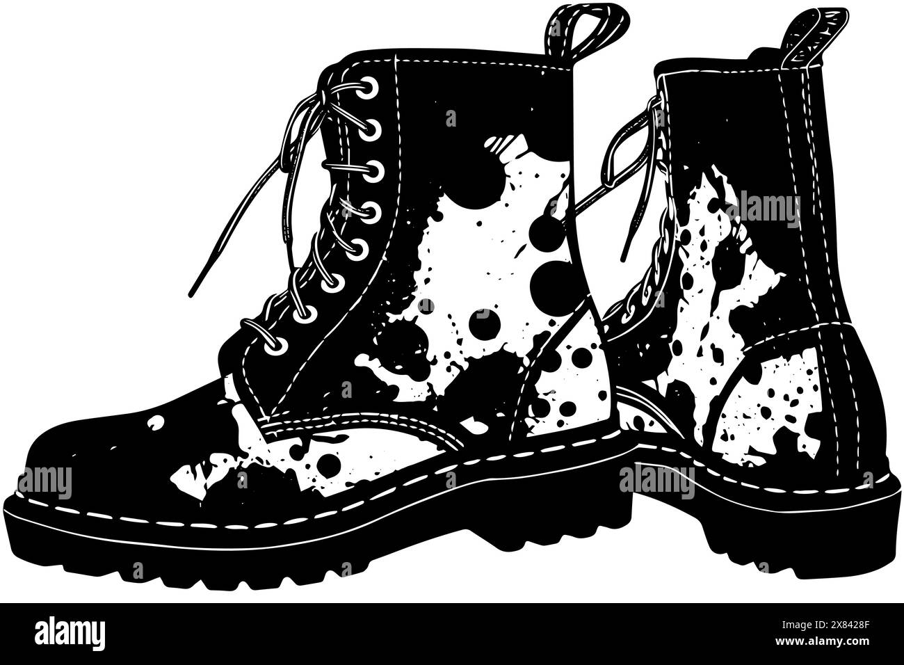 Illustrazione Vector stivale militare vintage: Design retro delle calzature Grunge Army. Illustrazione Vettoriale