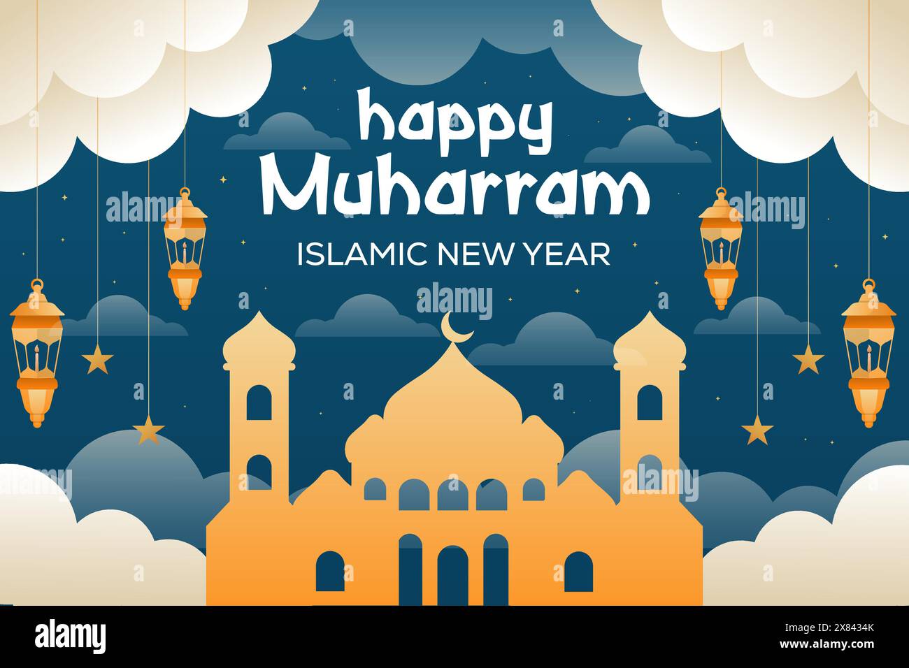 illustrazione di sfondo del nuovo anno islamico di muharram gradiente Illustrazione Vettoriale