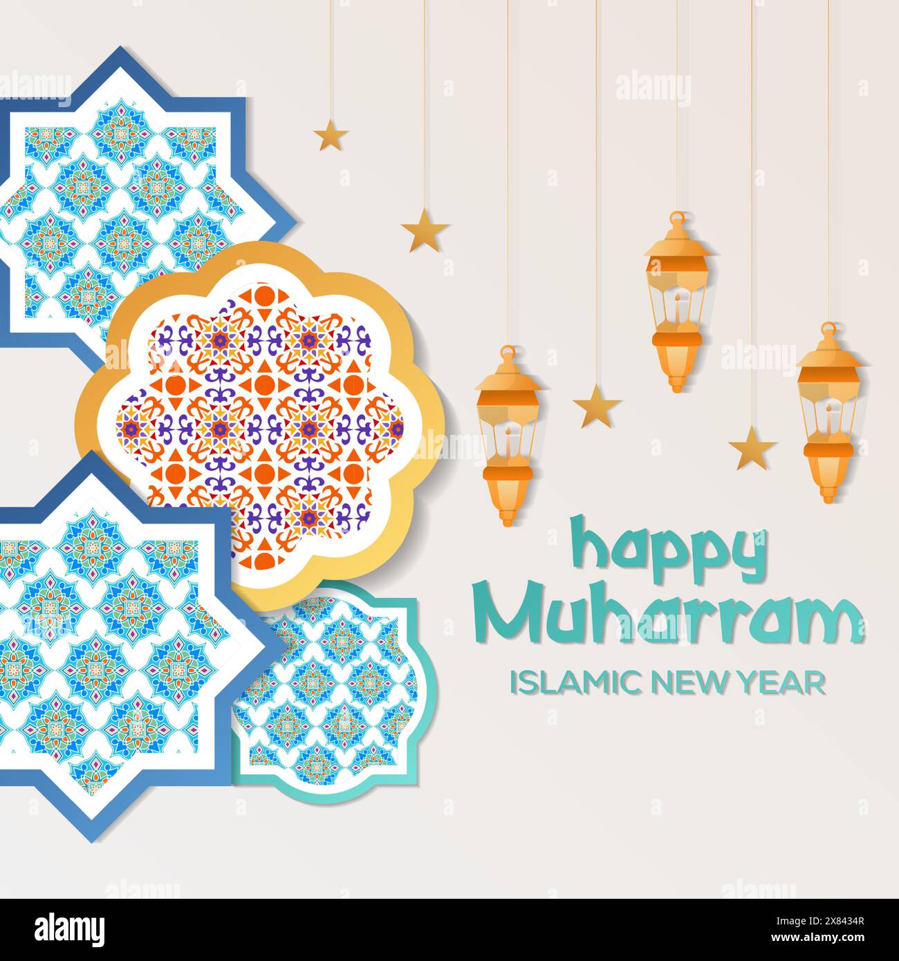 felice muharram nuovo anno islamico illustrazione design Illustrazione Vettoriale