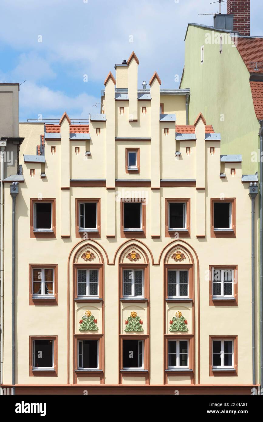 Casa neogotica, XVIII secolo, Ratisbona, alto Palatinato, Baviera, Germania Foto Stock