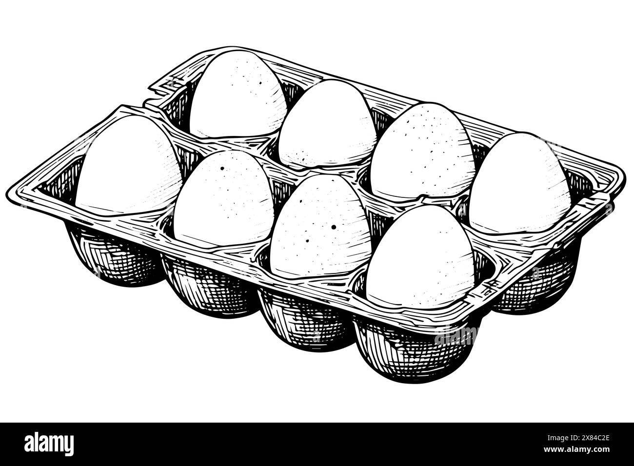 Scatola di uova disegnate a mano con inchiostro. Illustrazione vettoriale stile incisione. Illustrazione Vettoriale