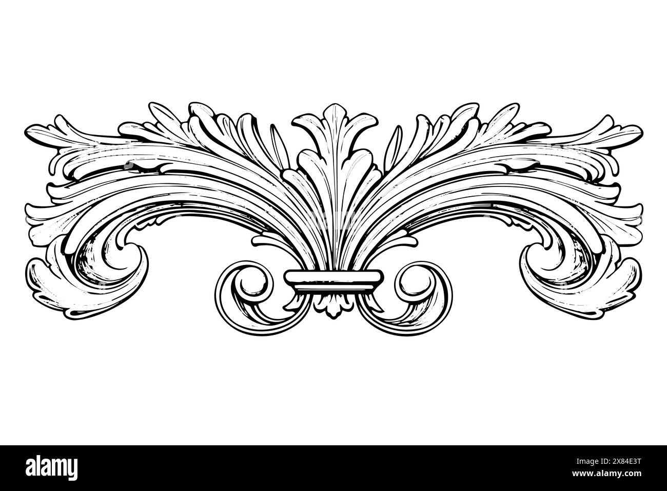 Decorazione barocca d'epoca: Intricate illustrazioni vettoriali dell'elemento Architectural stucco Details. Illustrazione Vettoriale