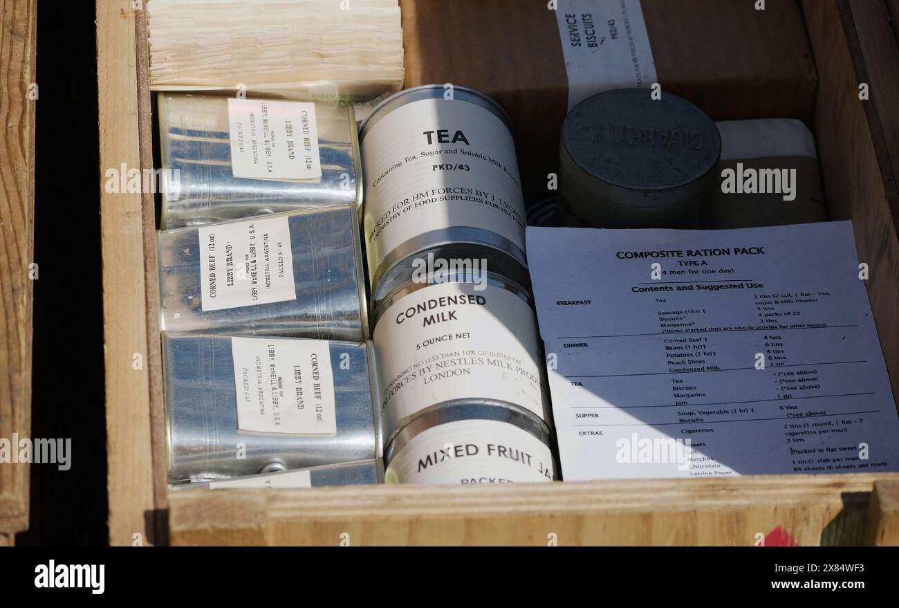 Seconda casella di razione della squadra della seconda guerra mondiale. Foto Stock