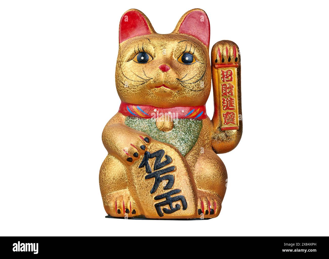 Gatto del braccio fortunato giapponese . La traduzione di lettere cinesi è destino aperto Foto Stock