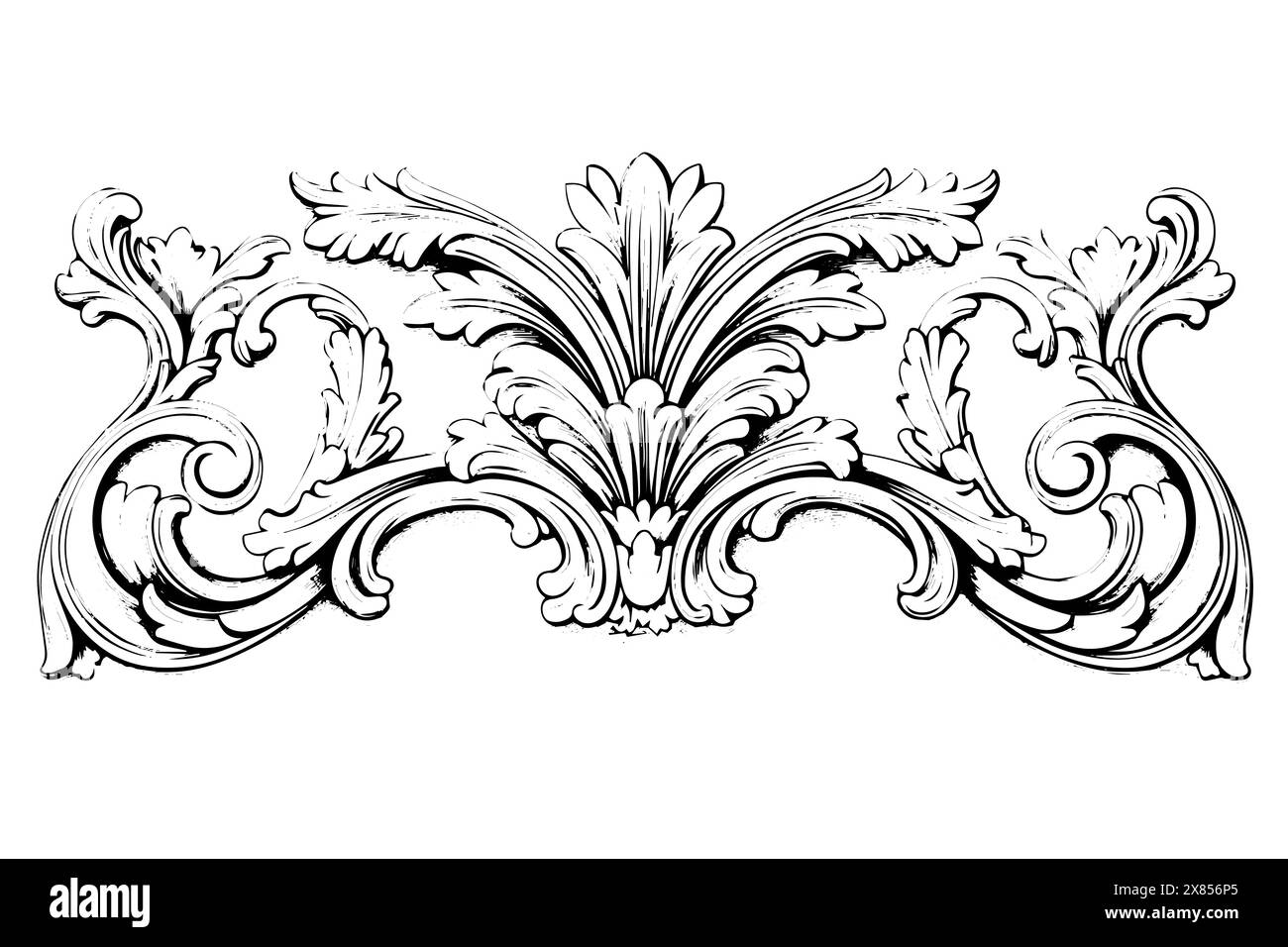 Decorazione barocca d'epoca: Intricate illustrazioni vettoriali dell'elemento Architectural stucco Details. Illustrazione Vettoriale