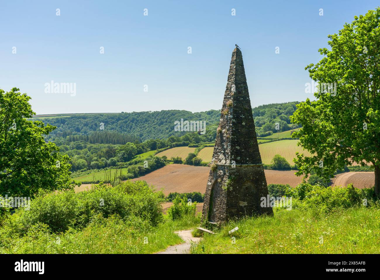 Il monumento commemorativo della battaglia di Waterloo a Great Torrington Common a Castle Hill, Devon, Inghilterra. Foto Stock