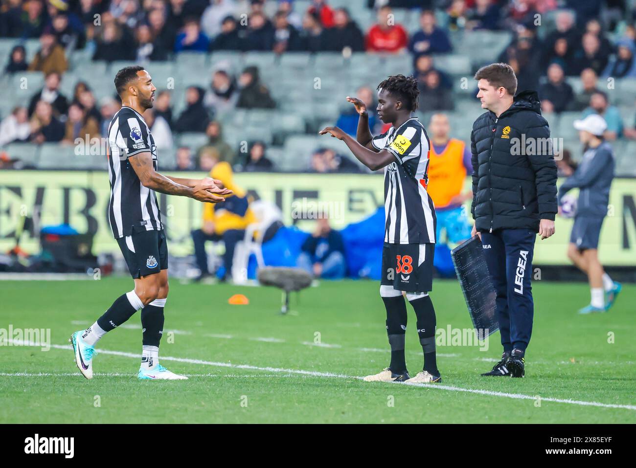 Melbourne, Victoria, Australia. 22 maggio 2024. MELBOURNE, AUSTRALIA - 22 MAGGIO: Garang Kuol del Newcastle United al suo debutto giocando al Tottenham Hotspur durante la Global Football Week al Melbourne Cricket Ground il 22 maggio 2024 a Melbourne, Australia (Credit Image: © Chris Putnam/ZUMA Press Wire) SOLO PER USO EDITORIALE! Non per USO commerciale! Foto Stock