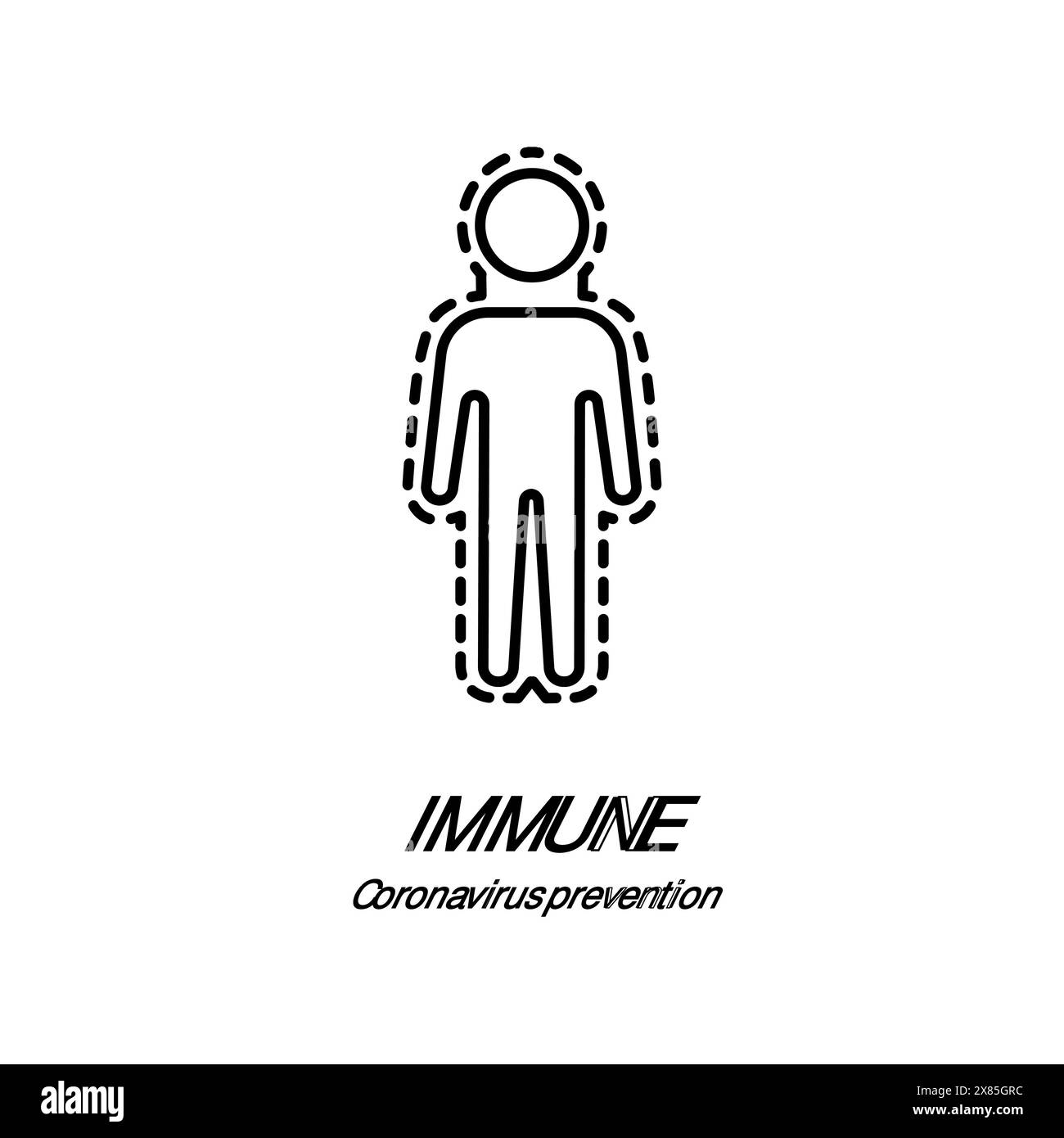 Vettore icona immune. Linea trendy icona immune dalla collezione Coronavirus Prevention isolata su sfondo bianco. Illustrazione Vettoriale