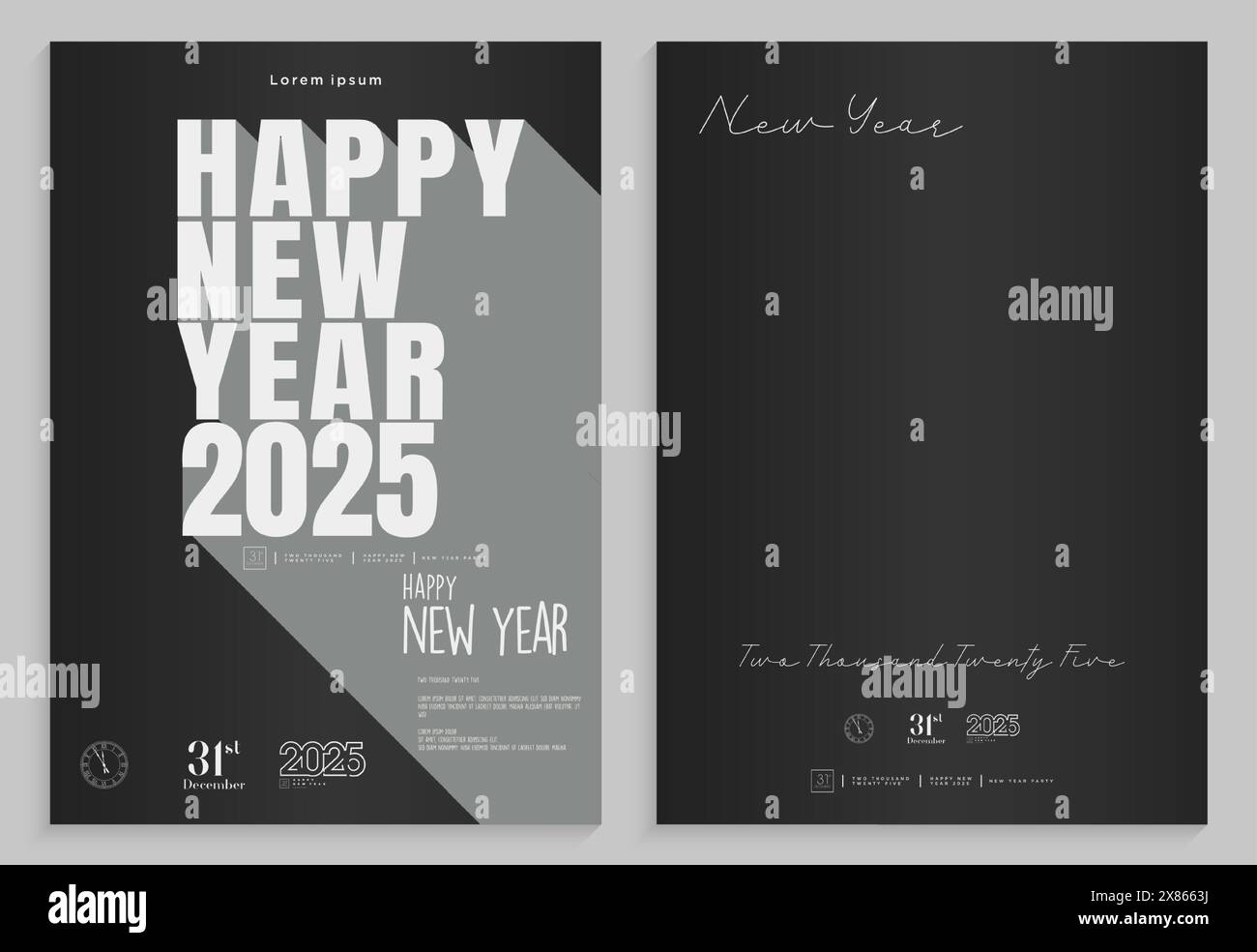 Design del poster 3D Happy New Year 2025. Sfondo vettoriale premium, per poster, modelli, saluti, calendari e festeggiamenti per il nuovo anno 2025. Illustrazione Vettoriale