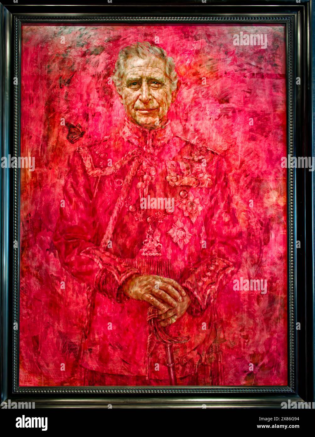 Ritratto di Re Carlo III di Jonathan Yeo il dipinto incorniciato Foto Stock