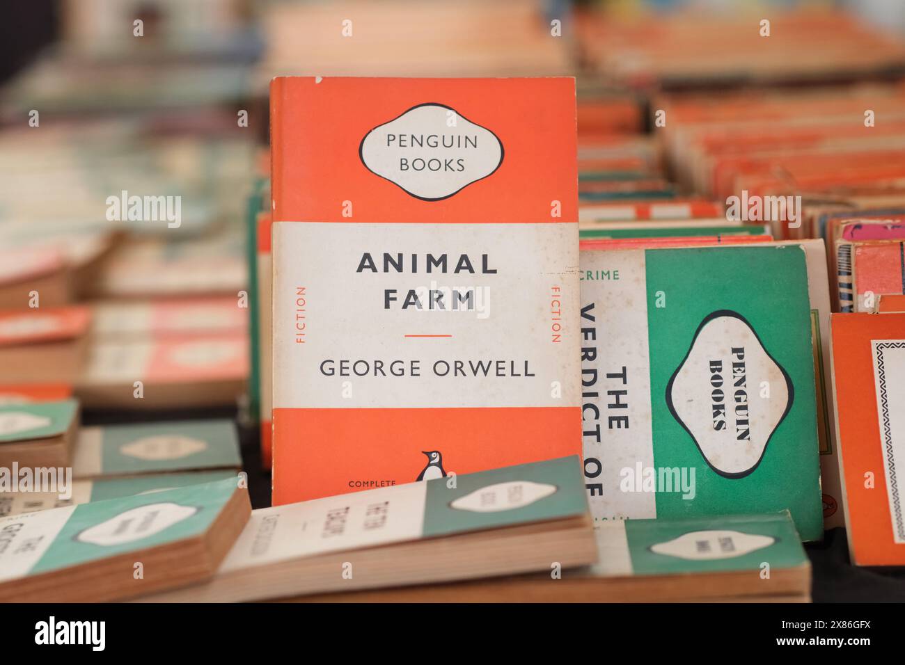 Animal Farm di George Orwell, vecchia edizione dei pinguini, libri classici di seconda mano in vendita Foto Stock
