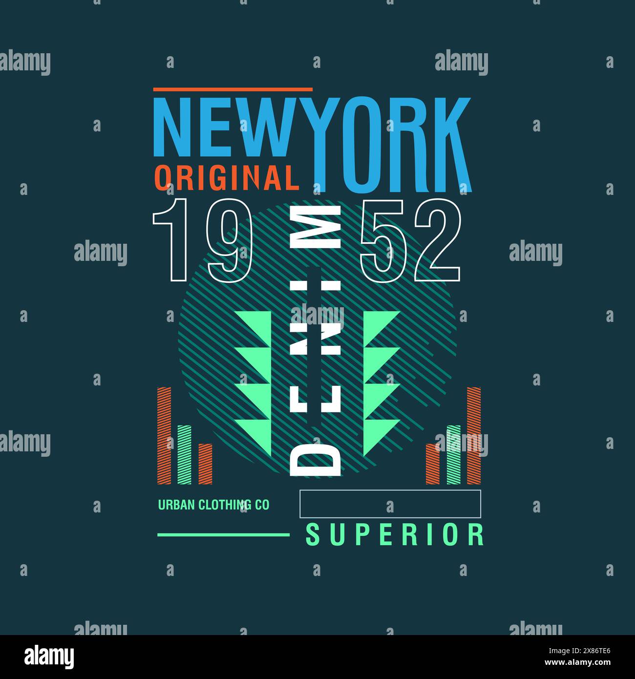 T-shirt New york Original Denim con stampa tipografica urbana Illustrazione Vettoriale