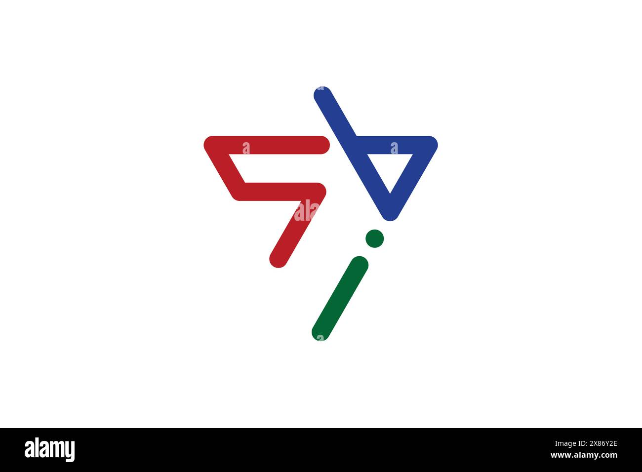 Icona del triangolo Letter SBI elemento di design del logo. Design con logo lettera S B i a forma di triangolo. Illustrazione Vettoriale